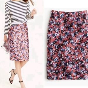 NWOT$218 J. Crew Collection Pencil Skirt in Autumn Floral, Silk/Wool, 8P